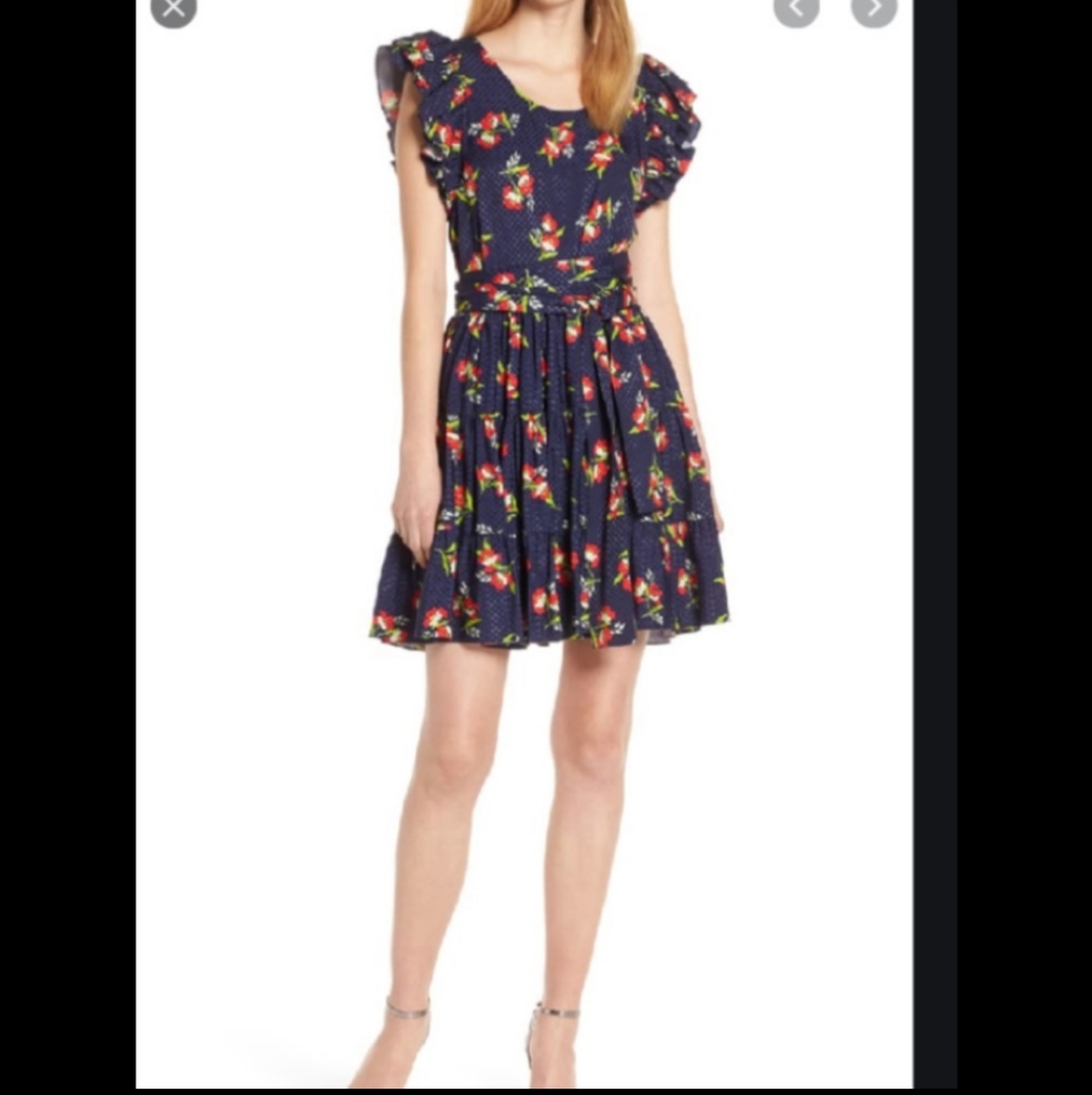Nwt Jill Stuart Floral Jacquard Flutter Sleeve